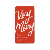 Bold Hand Lettered Heel Merry Holiday Red Etiket (Voorkant)
