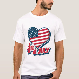 Bold Heart 4 juli Amerikaanse vlag T-shirt Veren