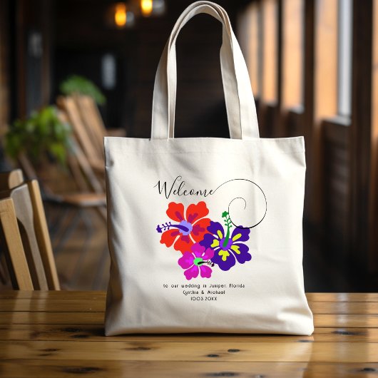 Bold Hibiscus Flowers Welkom gasten Canvas tas