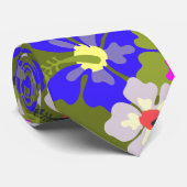 Bold Hibiscus Motif Armée Green Mariage Cravate (Roulé)