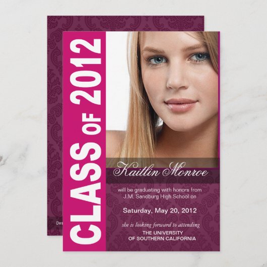Bold, Hip 2012 Graduation Photo Faire-part (Devant / Derrière)