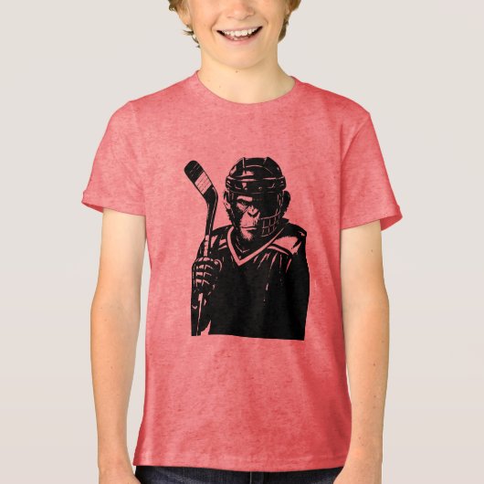 Bold Hockey Monkey  Tri-Blend Shirt (Voorkant)