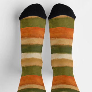 Bold horizontal artsy  stripes in  autumn mood  sokken