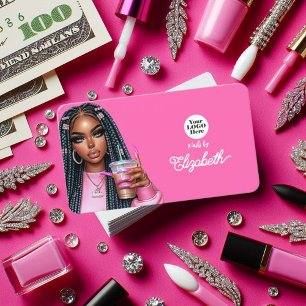 Bold Hot-Pink Vibe Beauty Branding voor Chic Salon Visitekaartje