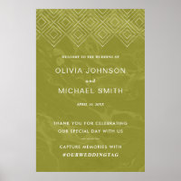 Bold Hues Chartreuse Green Marble Welcome Poster