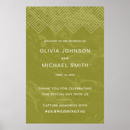 Bold Hues Chartreuse Green Marble Welcome Poster (Devant)