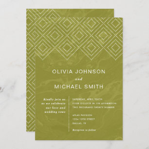 Bold Hues Chartreuse Marmer Wedding Invitation Kaart