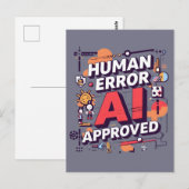 Bold “Human Error, AI Approved” Digital Art Briefkaart (Voorkant / Achterkant)