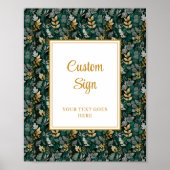 Bold Hunter Green Gold Greenery Huwelijk Custom Poster (Voorkant)