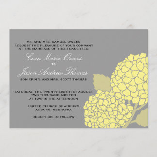 Bold Hydrangea Wedding Uitnodiging - Grijs/Geel