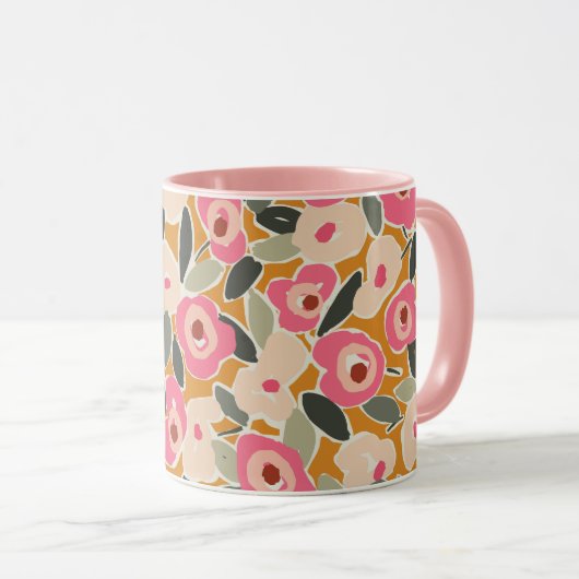 Bold Inky Floral Pattern | Hand-Drawn Botanical Mok (Voorkant rechts)