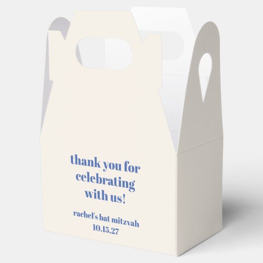 Bold Ivory Blue Custom Schattige Bat Mitzvah Dank  Bedankdoosjes (Geopend)