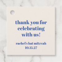 Bold Ivory Blue Custom Schattige Bat Mitzvah Dank 