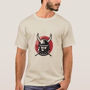 Bold Japanese Samurai Helmet Graphic T-shirt