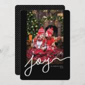 Bold Joy Custom 1-Photo Black Holiday Kaart (Voorkant / Achterkant)