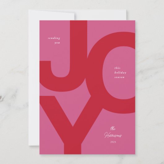 Bold Joy Pink & Red Fun Non-Photo Holiday Card Feestdagenkaart (Voorkant)