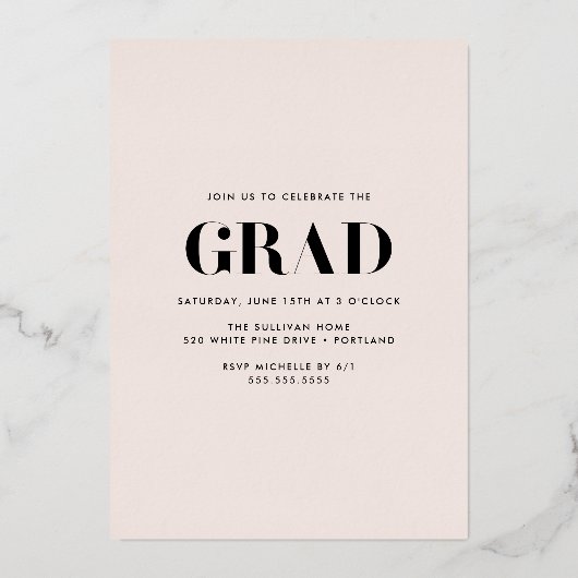 Bold Klasse van 2025 Cream Photo Afstuderen Folie Uitnodiging (Achterkant)