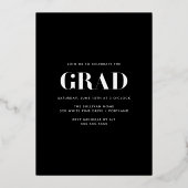 Bold Klasse van 2025 Roos Gouden Foto Afstuderen Folie Uitnodiging (Achterkant)