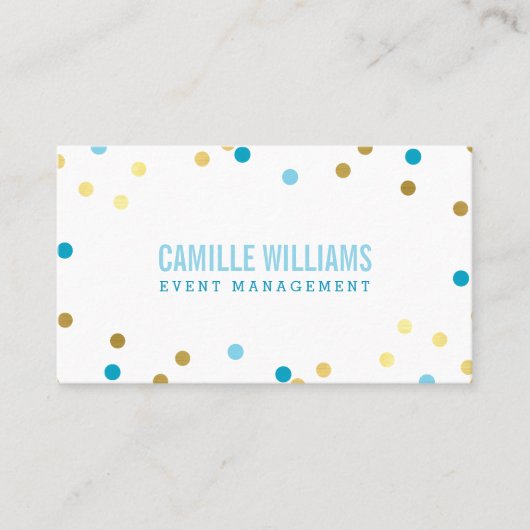 BOLD KLEURRIJKE confetti cool goud turquoise blauw Visitekaartje (Voorkant)