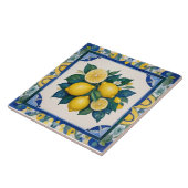 Bold Lemons Dark Blue Green Yellow Lemon Tegeltje (Zijkant)