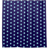 Bold Light Blue Polka Dots op Navy Blue Douchegordijn (Voorkant)