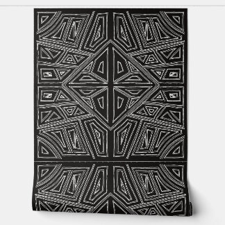 Bold Lines - Symmetrical Tile - Black And White  Behang