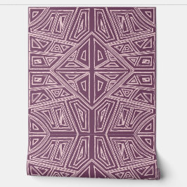 Bold Lines - Symmetrical Tile - Mauve and Beige Behang