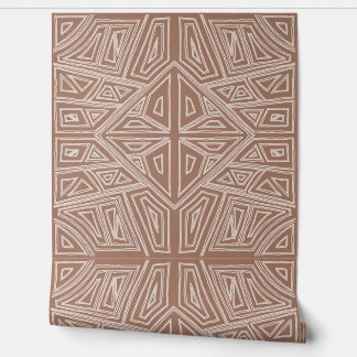 Bold Lines - Symmetrical Tile - Mocha and Beige Behang