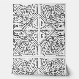 Bold Lines - Symmetrical Tile - White And Black  Behang