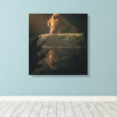 Bold Lion Bold Shadow Twin Canvas Art Afdruk (Insitu (Houten vloer))