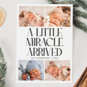 Bold Little Miracle Christmas White Photo Birth Aankondiging