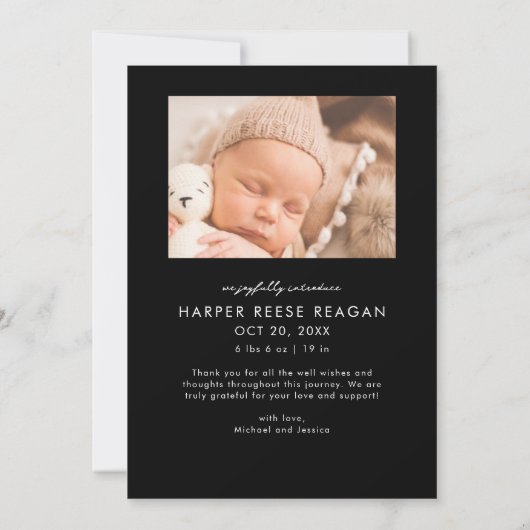 Bold Little Miracle Xmas Black Photo Birth Aankondiging (Achterkant)