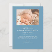 Bold Little Miracle Xmas Denim Blue Photo Birth Aankondiging (Achterkant)