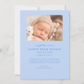 Bold Little Miracle Xmas Icy Blue Photo Birth Aankondiging (Achterkant)