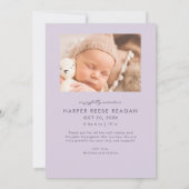 Bold Little Miracle Xmas Purple Photo Birth Aankondiging (Achterkant)