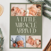 Bold Little Miracle Xmas Sage Green Photo Birth Aankondiging