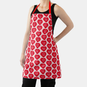 Bold Love You Heart Design in rood en roze Schort