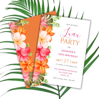 Bold Lush Tropical Floral Luau Birthday Kaart