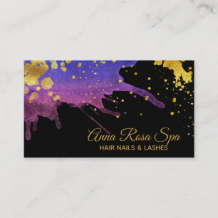 *~*Bold Luxe Paarse Glam Waterverf Gold Abstract Visitekaartje