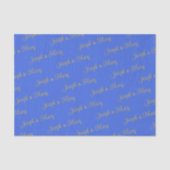 Bold Luxurious Royal Blue & Gold Script Wedding  Tissuepapier (Voorkant)