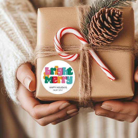 Bold Merry Bright Happy Holiday Monogram Vierkante Sticker