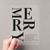 Bold MERRY Christmas Modern  Acryl Uitnodigingen (Insitu (Draagbaar))