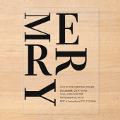 Bold MERRY Christmas Modern  Acryl Uitnodigingen (Voorkant)