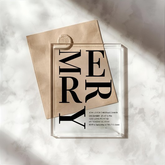 Bold MERRY Christmas Modern  Acryl Uitnodigingen