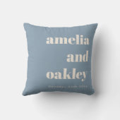 Bold Minimalist Dusty Blue Retro Custom Wedding Kussen (Achterkant)