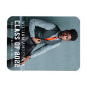 Bold Minimalist Foto Blue Afstuderen Aankondiging Magneet (Horizontaal)