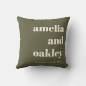 Bold Minimalist Olive Green Retro Custom Wedding Kussen (Achterkant)