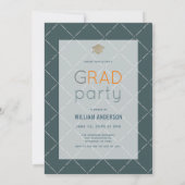 Bold Minimalist Photo Navy Blue Graduparty Kaart (Achterkant)