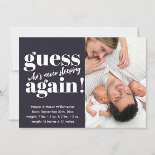 Bold Minimalist Photo Twins Birth Announounounance