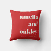 Bold Minimalist Red and White Retro Custom Wedding Kussen (Achterkant)